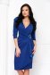 Blue crepe pencil dress with puffy shoulders and crossover neckline - StarShinerS 1 - StarShinerS.com