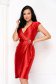 - StarShinerS red dress lycra with metallic aspect wrap around accessorized with breastpin 3 - StarShinerS.com
