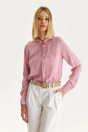 Camasi casual, Camasa dama din voal roz cu croi larg - Top Secret - StarShinerS.ro