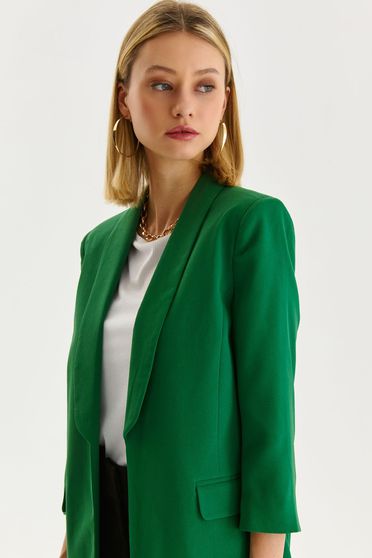 Sacouri casual, Sacou din stofa usor elastica verde cu un croi drept - Top Secret - StarShinerS.ro