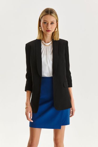 Casual blazers, Black jacket slightly elastic fabric straight - StarShinerS.com