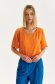 Orange women`s blouse thin fabric loose fit with rounded cleavage 1 - StarShinerS.com