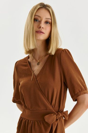 Online Dresses, Brown dress thin fabric wrap around - StarShinerS.com
