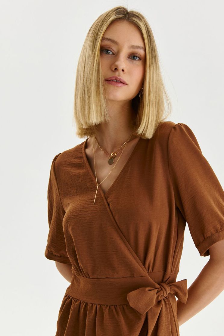Brown dresses, Brown dress thin fabric wrap around - StarShinerS.com