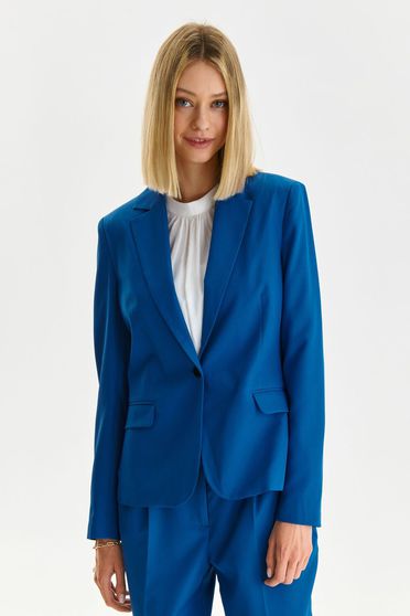 Tinute office dama , Sacou din stofa usor elastica albastru cu un croi drept - Top Secret - StarShinerS.ro