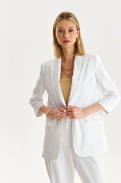 White jacket slightly elastic fabric straight lateral pockets