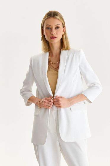 Blazers, White jacket slightly elastic fabric straight lateral pockets - StarShinerS.com
