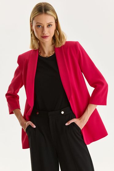 Casual blazers, Fuchsia jacket slightly elastic fabric straight lateral pockets - StarShinerS.com