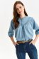 Blue women`s blouse cotton loose fit with puffed sleeves 1 - StarShinerS.com