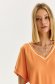 Orange women`s blouse thin fabric loose fit with v-neckline 4 - StarShinerS.com