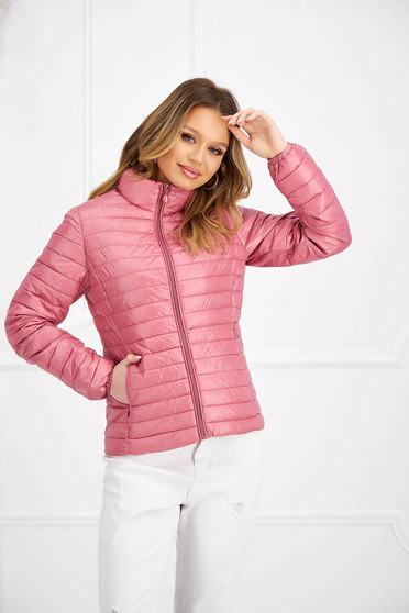 Pink jacket short cut thin fabric from slicker straight