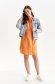 Orange dress thin fabric shirt dress loose fit with puffed sleeves 4 - StarShinerS.com
