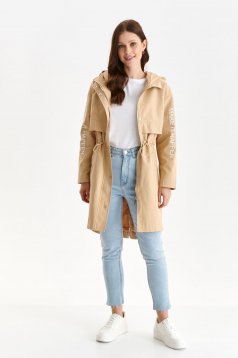 Beige jacket from slicker loose fit with laced details asymmetrical