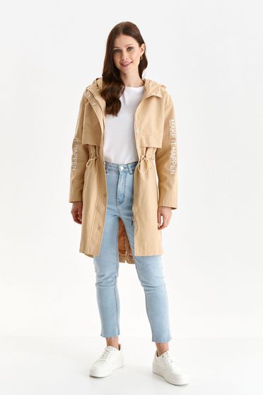 Jackets, Beige jacket from slicker loose fit with laced details asymmetrical - StarShinerS.com