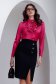 Fuchsia women`s blouse from satin loose fit ruffled collar 1 - StarShinerS.com