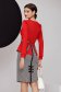 Red women`s shirt cotton tented with frilled waist little bow at the back 2 - StarShinerS.com