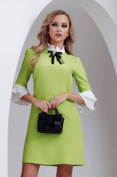 Lightgreen dress elastic cloth slightly elastic fabric with pockets a-line