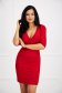 Red dress crepe pencil wrap over front high shoulders - StarShinerS 2 - StarShinerS.com
