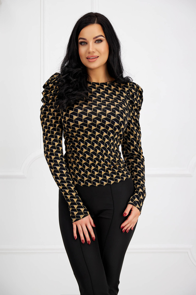 Blouses, Cream women`s blouse lycra with tented cut high shoulders - StarShinerS - StarShinerS.com