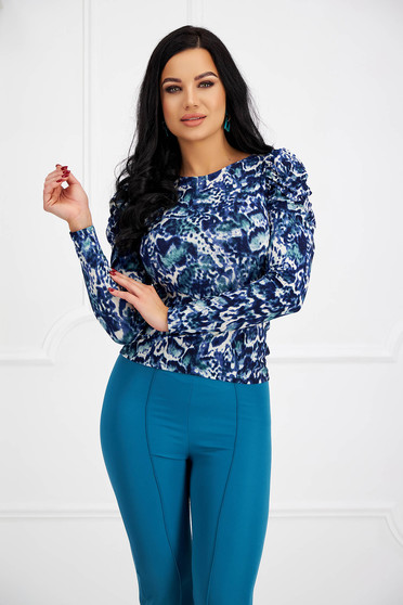 Women's Lycra Blouse with a Fitted Cut and Puffed Shoulders - StarShinerS