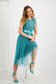 Turquoise dress from tulle cloche with elastic waist knitted lace 1 - StarShinerS.com