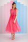 Pink dress from tulle cloche with elastic waist knitted lace 2 - StarShinerS.com