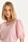 Lightpink t-shirt slightly elastic cotton loose fit with puffed sleeves 1 - StarShinerS.com