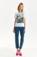 White t-shirt slightly elastic cotton loose fit with floral print 2 - StarShinerS.com