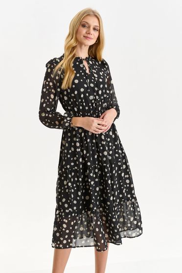 Polka dot dresses, Black dress from veil fabric cloche with elastic waist - StarShinerS.com
