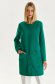 Green coat slightly elastic fabric straight lateral pockets 1 - StarShinerS.com