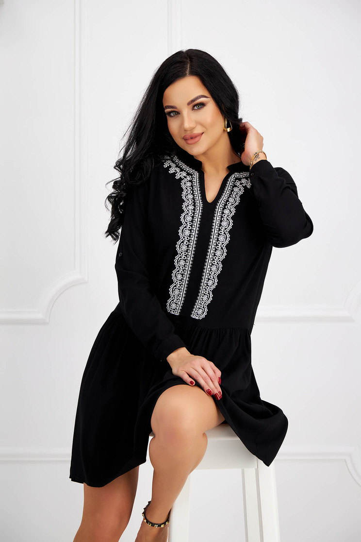 Cotton dresses, Black dress cotton loose fit - StarShinerS.com