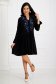 Black cotton dress with wide cut and floral embroidery - SunShine 4 - StarShinerS.com