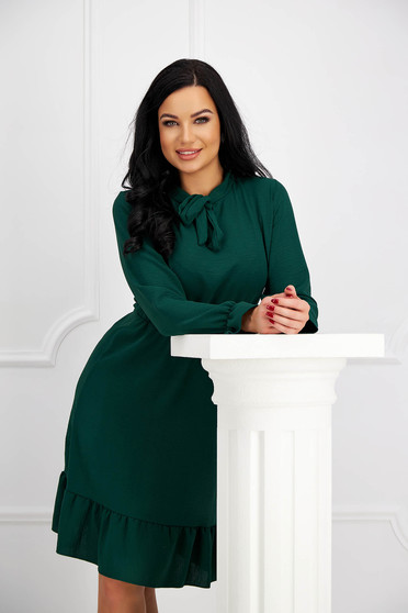 Plus Size Dresses, Darkgreen dress georgette cloche with elastic waist - StarShinerS.com