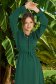 Rochie din georgette verde-inchis in clos cu elastic in talie si guler tip esarfa - Lady Pandora 6 - StarShinerS.ro