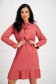 Brick Red Georgette Dress in A-line with Waist Elastic and Scarf-Style Collar - Lady Pandora 1 - StarShinerS.com