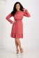 Brick Red Georgette Dress in A-line with Waist Elastic and Scarf-Style Collar - Lady Pandora 4 - StarShinerS.com