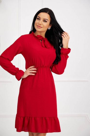 Day dresses, Red dress georgette cloche with elastic waist - StarShinerS.com