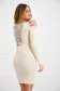 Rochie din tricot crem cu un croi mulat accesorizata cu pietre stras la spate - SunShine 7 - StarShinerS.ro