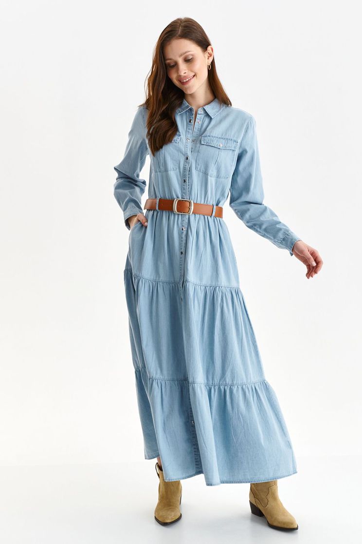 Cotton dresses, Blue dress shirt dress cotton cloche with front pockets - StarShinerS.com