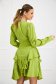 Lightgreen dress cotton high shoulders with v-neckline 3 - StarShinerS.com
