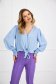 Lightblue women`s blouse georgette loose fit with puffed sleeves 2 - StarShinerS.com