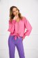 Ladies' pink georgette blouse with loose fit and puffy sleeves - SunShine 1 - StarShinerS.com