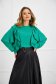 Green women`s blouse georgette loose fit plumeti with ruffle details 1 - StarShinerS.com