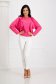 Bluza dama din georgette cu aplicatii din plumeti roz cu croi larg si volanase - SunShine 3 - StarShinerS.ro