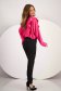 Bluza dama din georgette cu aplicatii din plumeti roz cu croi larg si volanase - SunShine 4 - StarShinerS.ro
