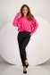 Bluza dama din georgette cu aplicatii din plumeti roz cu croi larg si volanase - SunShine 5 - StarShinerS.ro