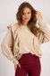 Beige women`s blouse georgette loose fit plumeti with ruffle details 6 - StarShinerS.com