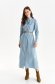 Blue dress cotton cloche shirt dress with front pockets 4 - StarShinerS.com