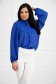 Blue women`s blouse from veil fabric loose fit with puffed sleeves 1 - StarShinerS.com