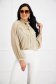 Beige women`s blouse from veil fabric loose fit with puffed sleeves 1 - StarShinerS.com